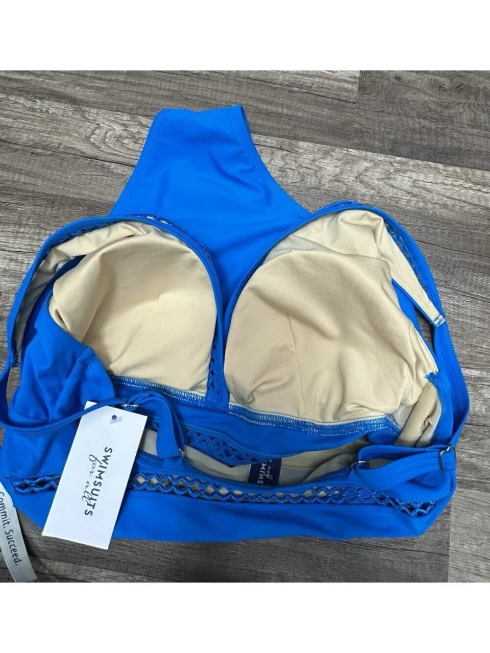 NWT Swimsuits For All One Piece Bathing Suit Size 18 Blue Lattice V Neck